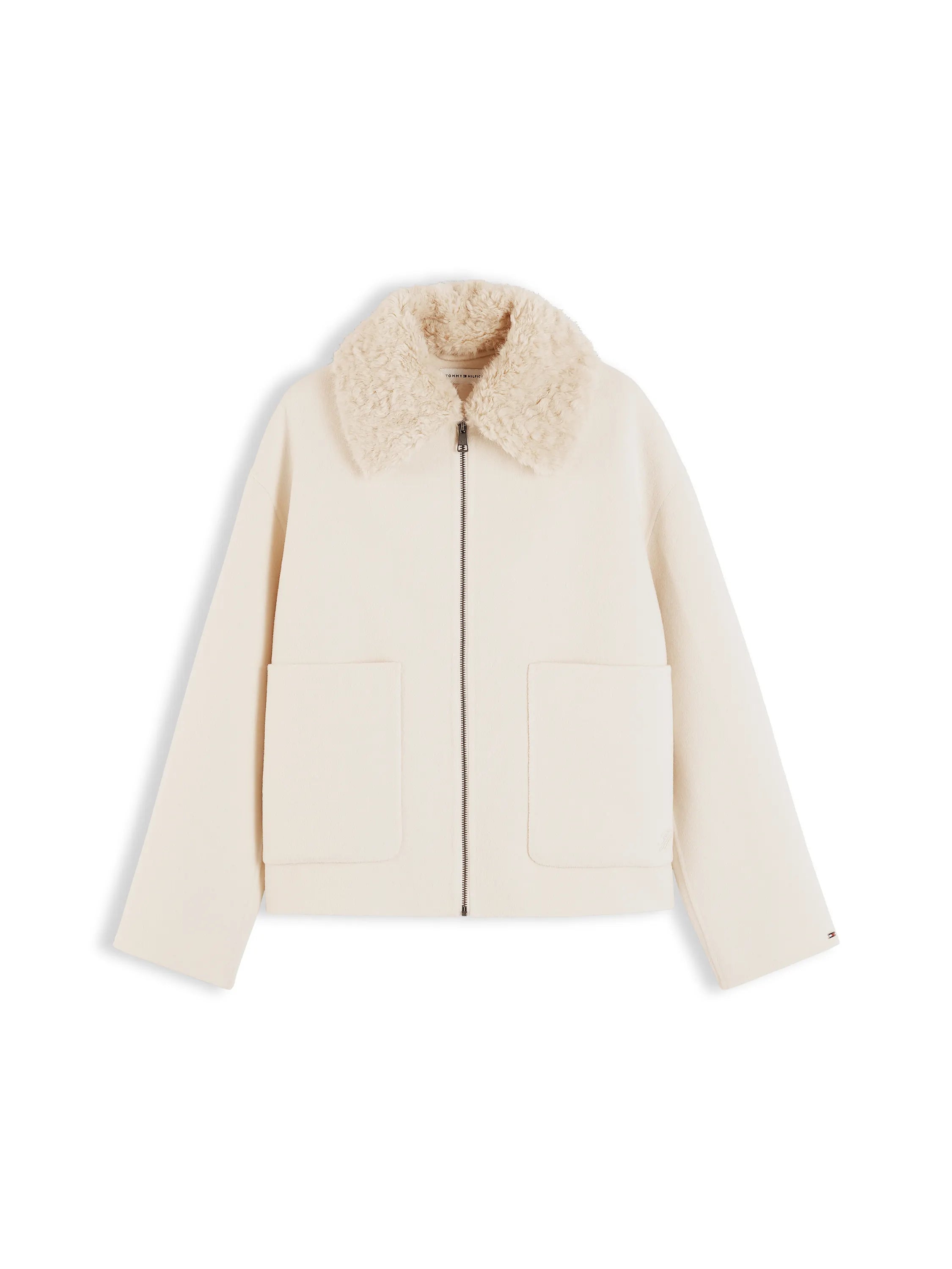 Wolljacke mit Kunstpelz-Kragen