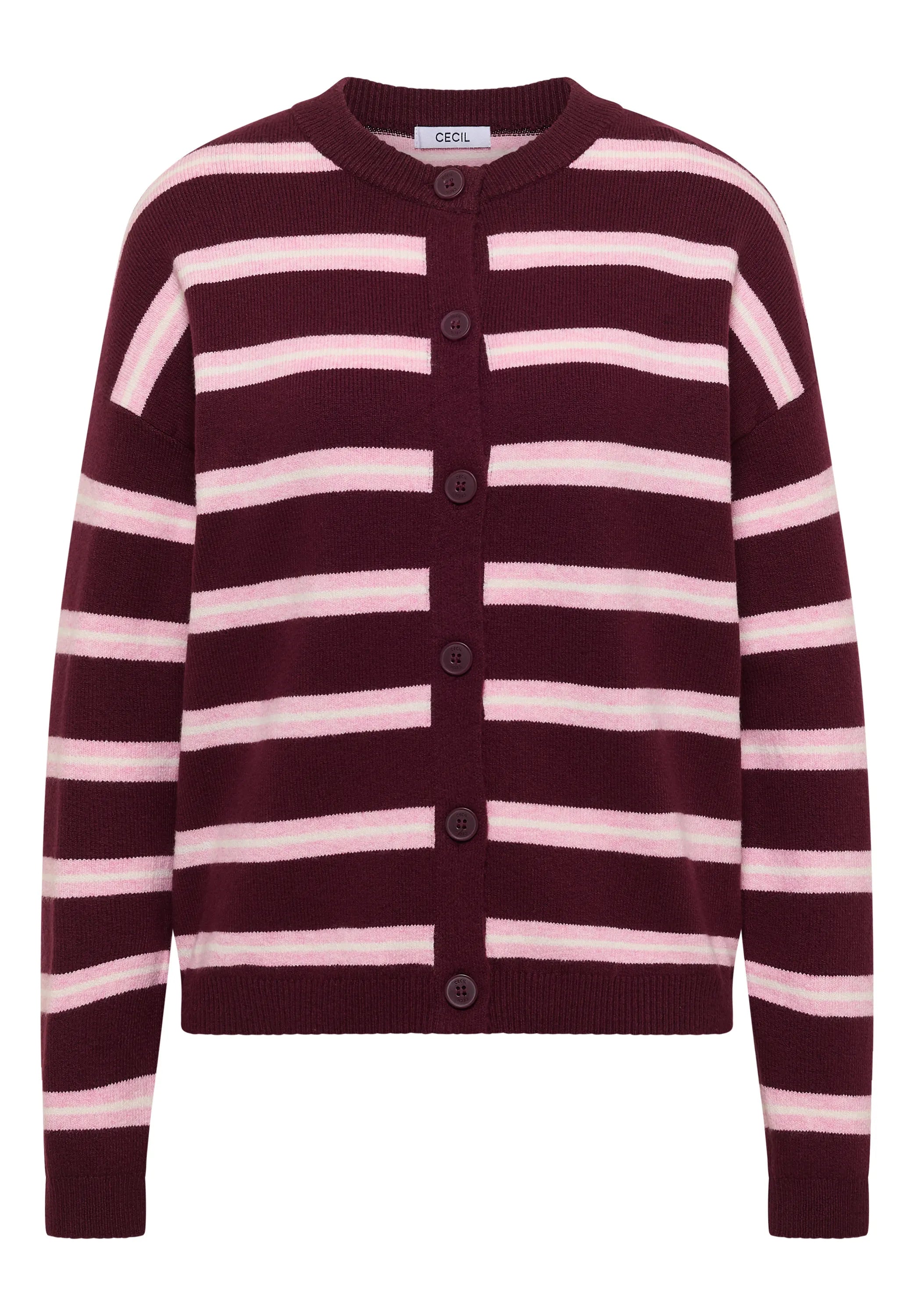 Strick-Cardigan mit Rundhals und Streifen