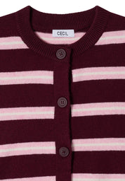 Strick-Cardigan mit Rundhals und Streifen