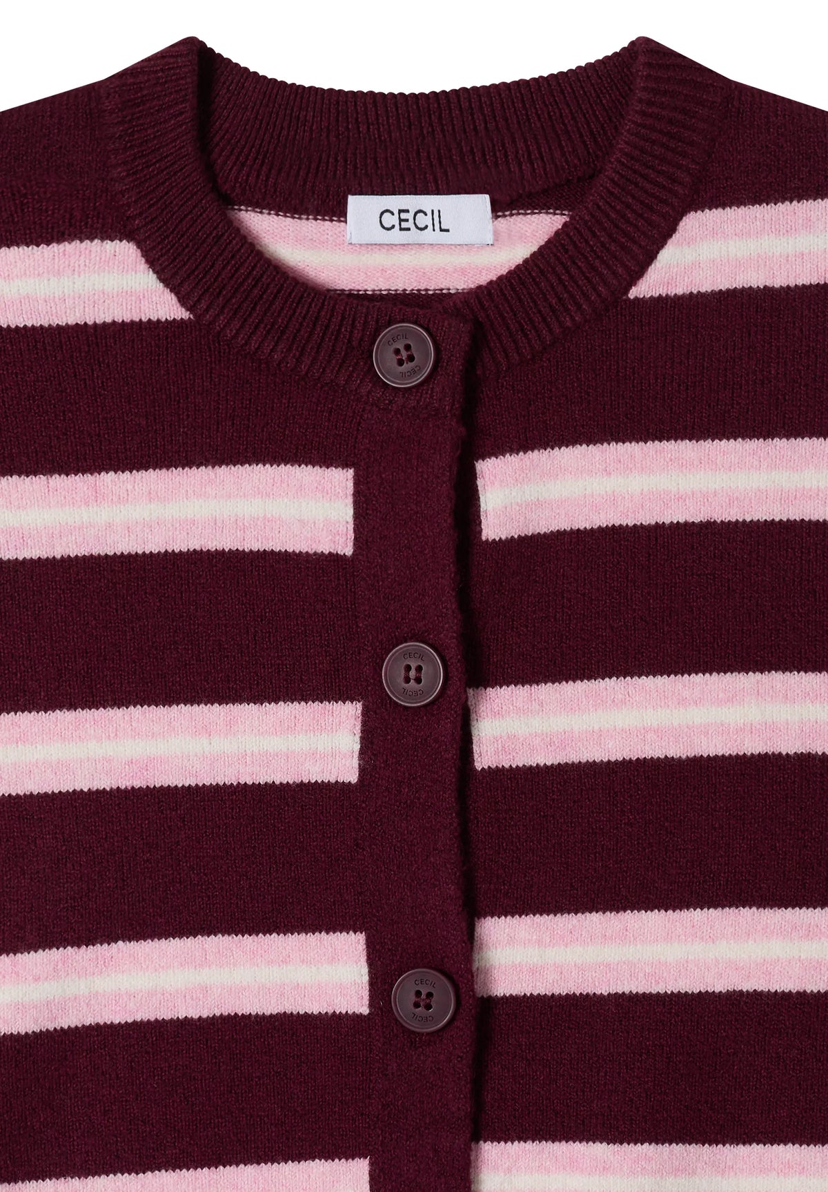 Strick-Cardigan mit Rundhals und Streifen