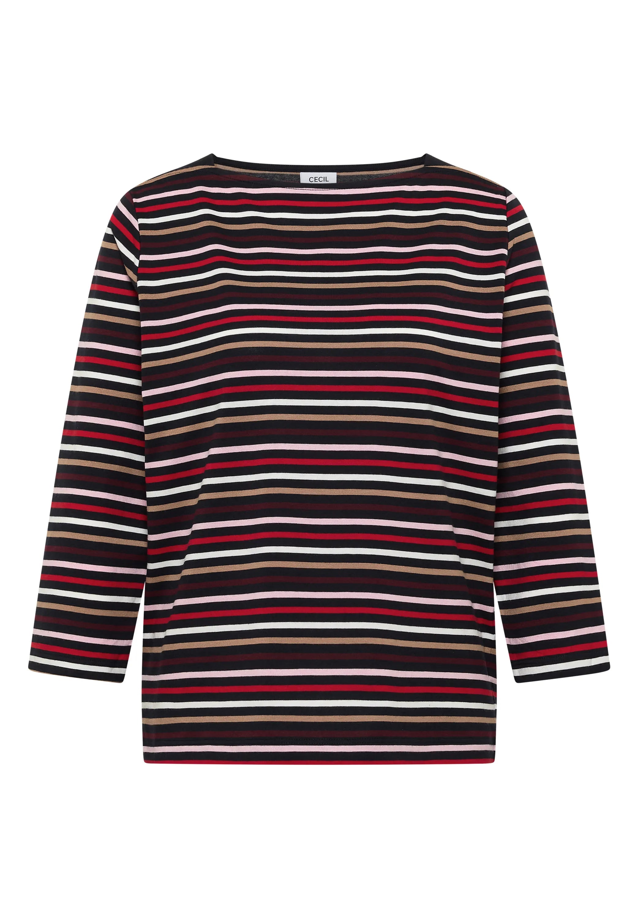 3/4-Arm Shirt mit Boat Neck