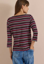 3/4-Arm Shirt mit Boat Neck
