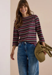 3/4-Arm Shirt mit Boat Neck