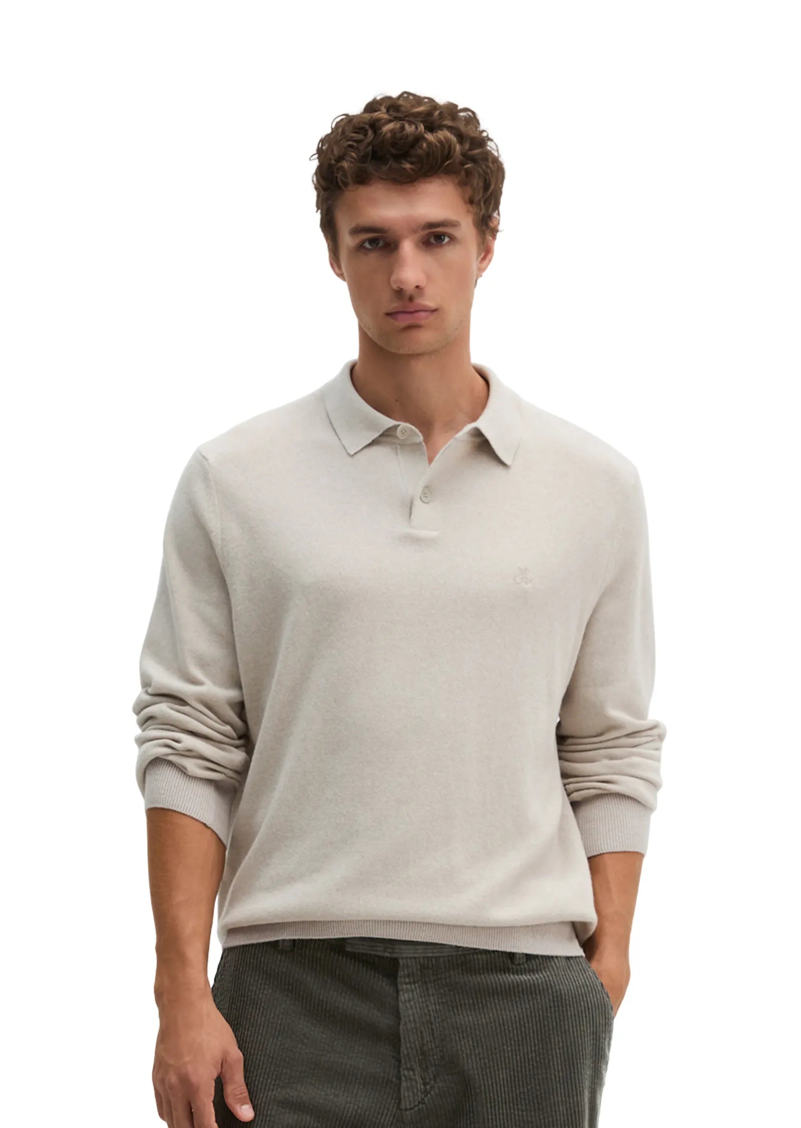 Strick-Poloshirt aus Schurwoll-Mix
