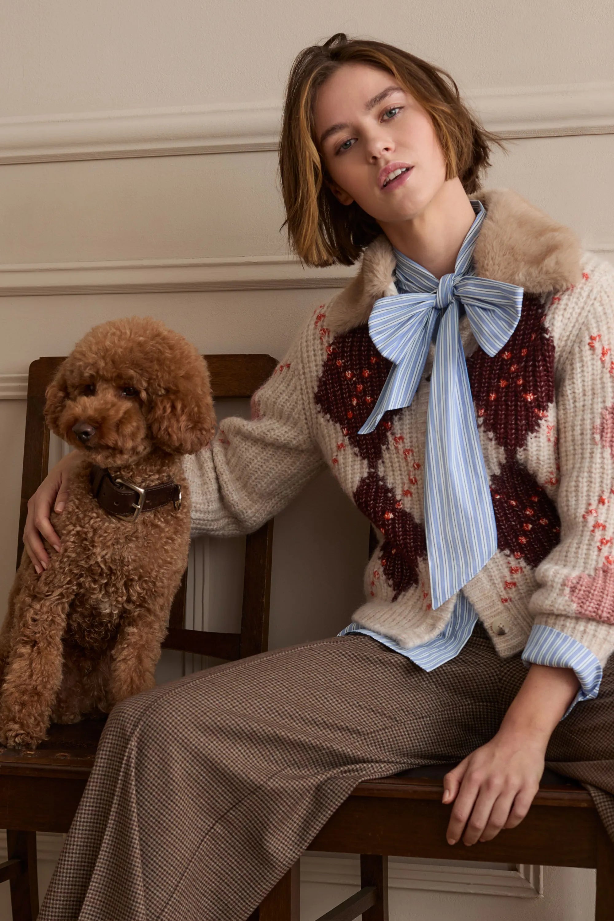 Strickjacke mit Rautenmuster