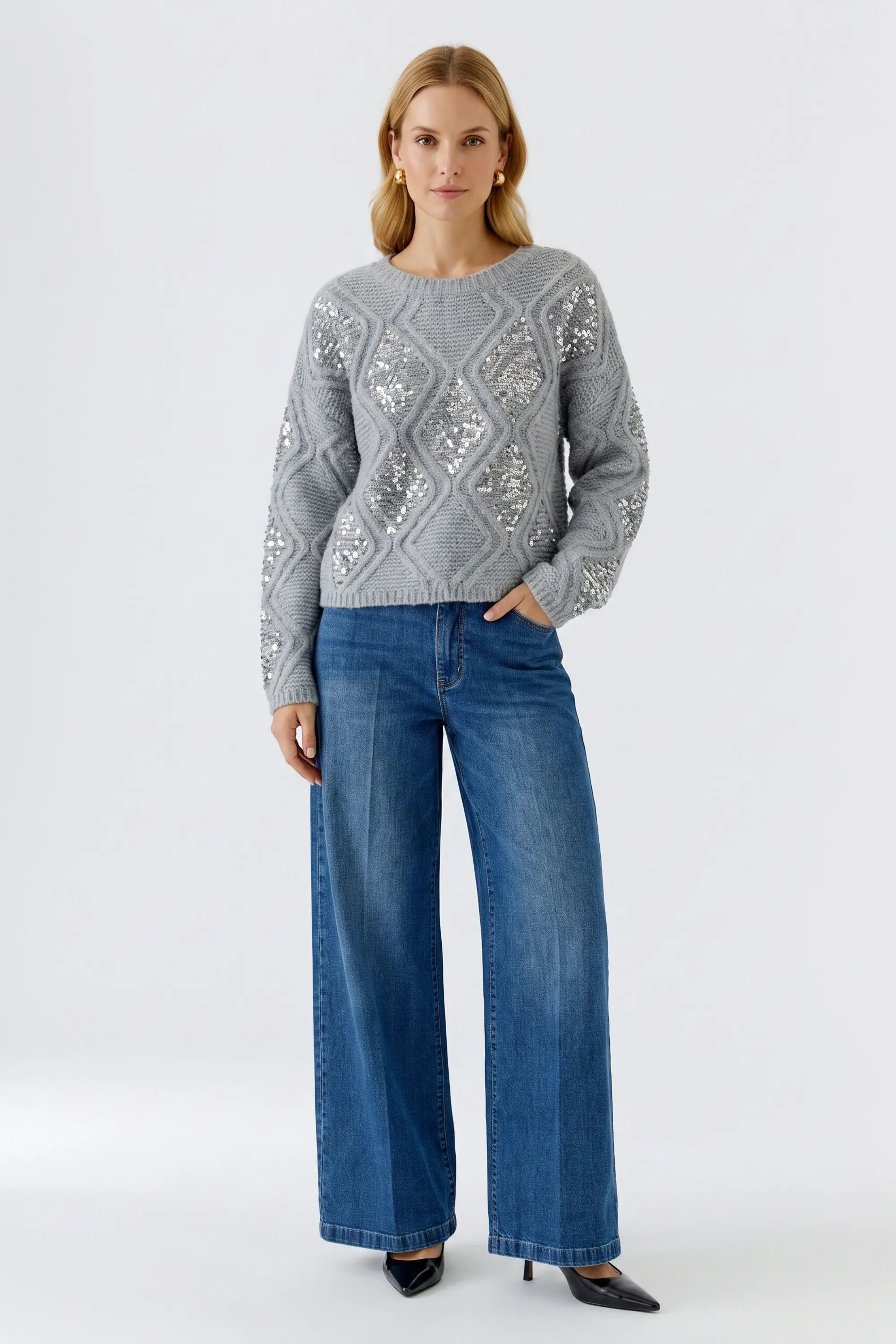 Strickpullover mit Pailletten