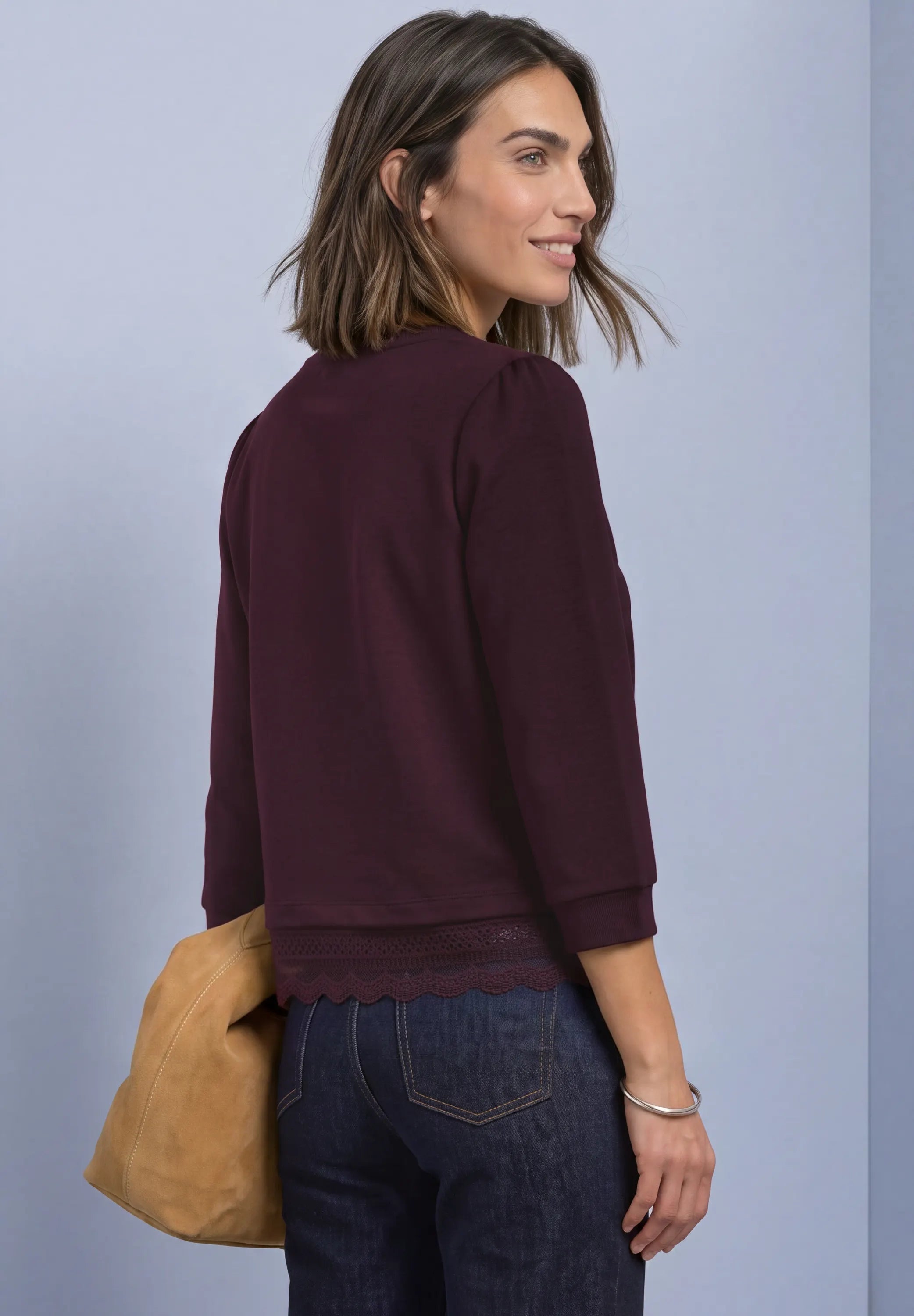 Langarmshirt mit Spitzendetail