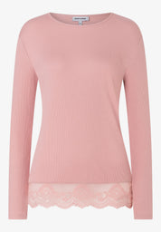 Langarmshirt mit Spitzensaum