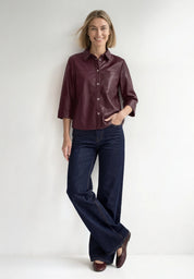 Hemdbluse in Leder-Optik