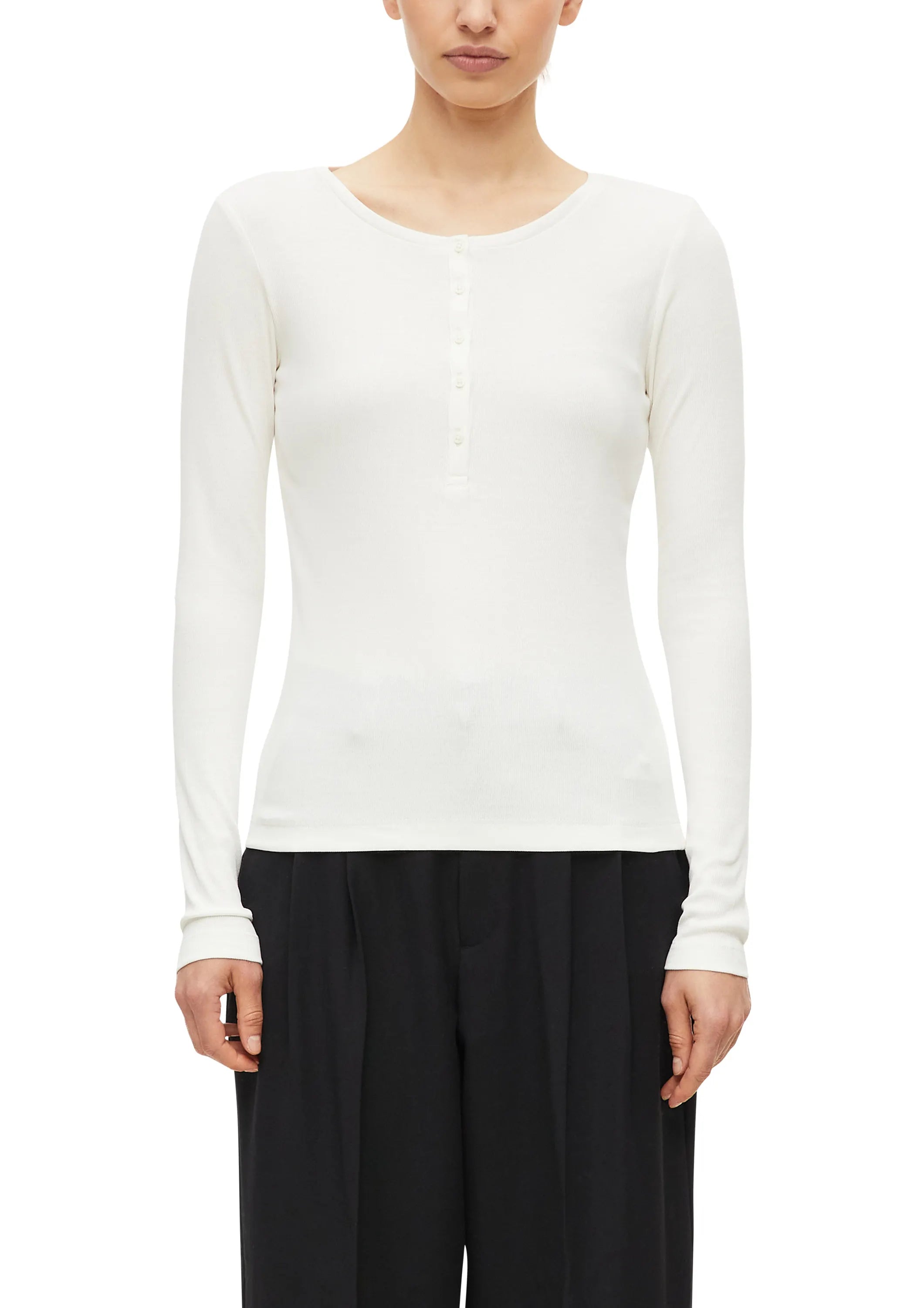 Langarmshirt mit Knopfleiste