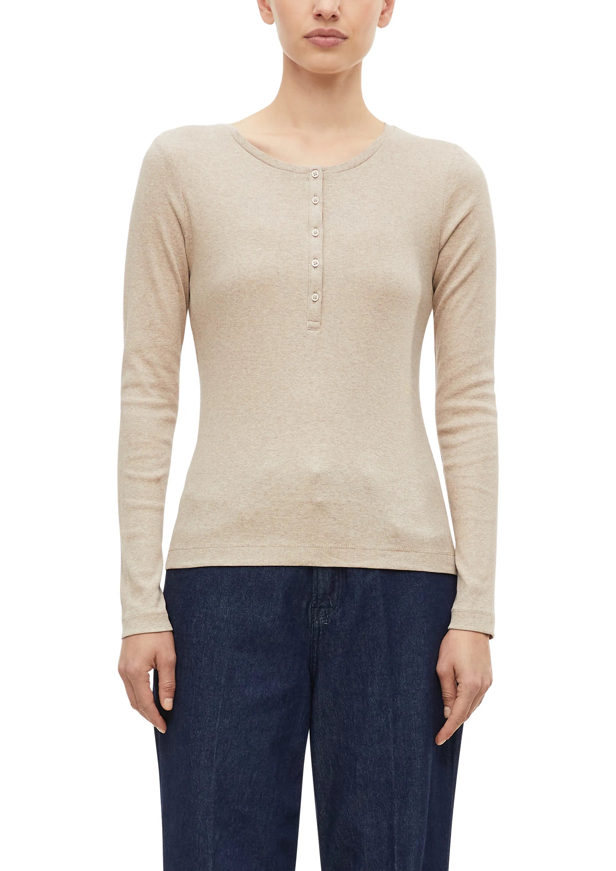Langarmshirt mit Knopfleiste