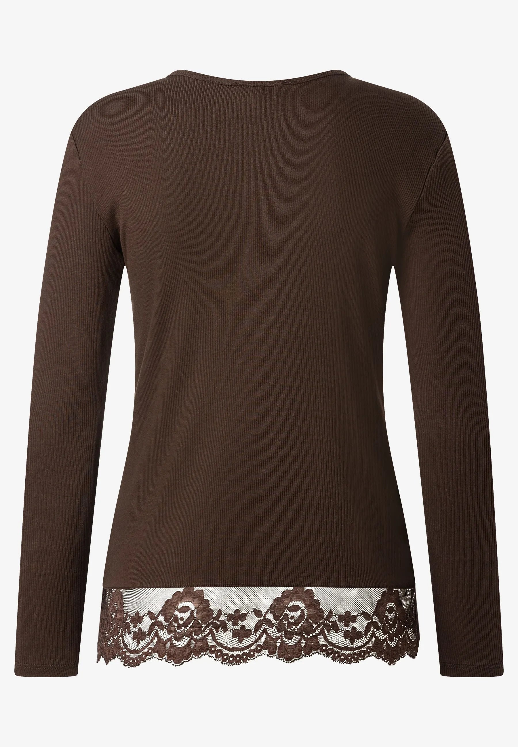 Langarmshirt mit Spitzensaum
