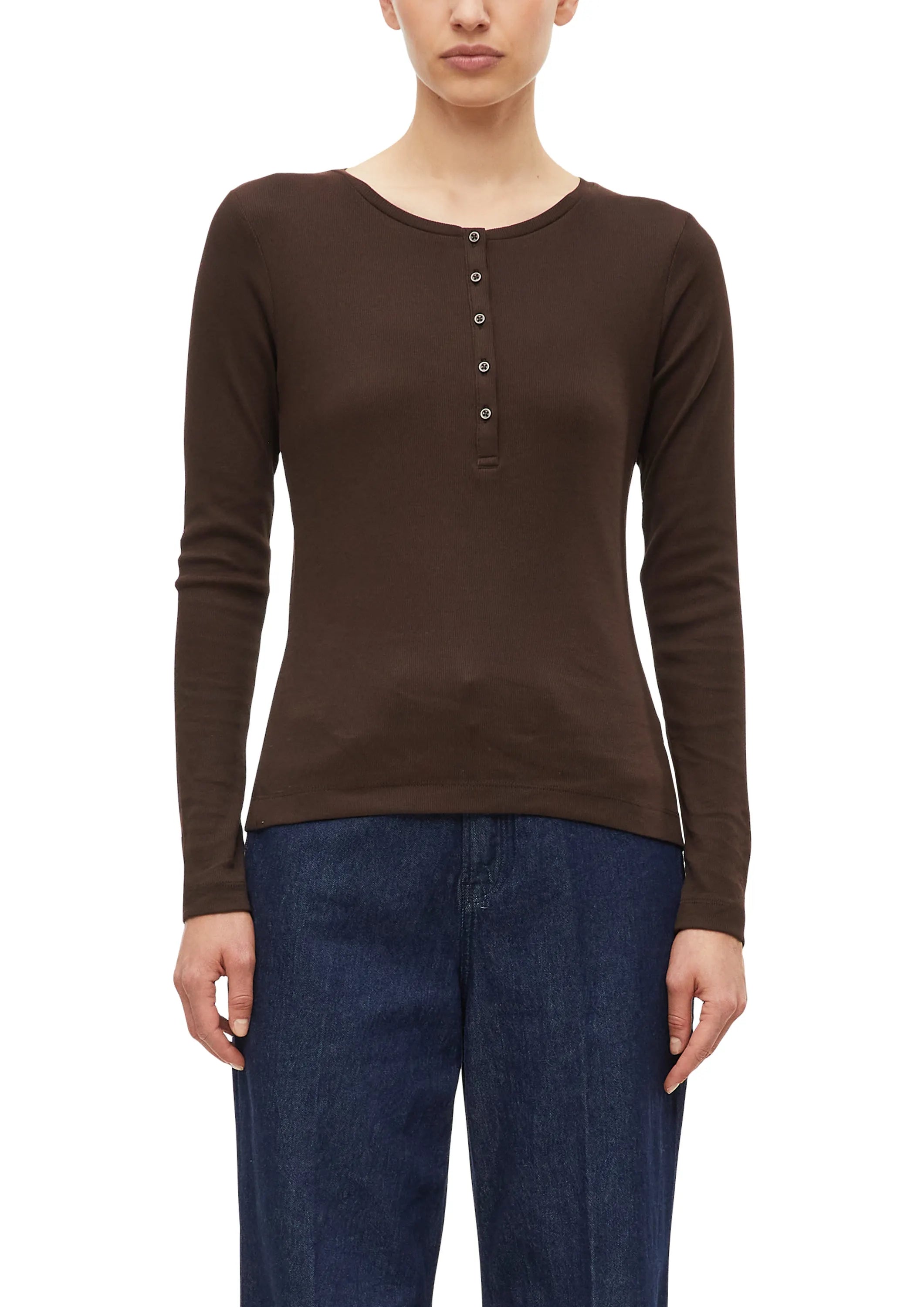 Langarmshirt mit Knopfleiste
