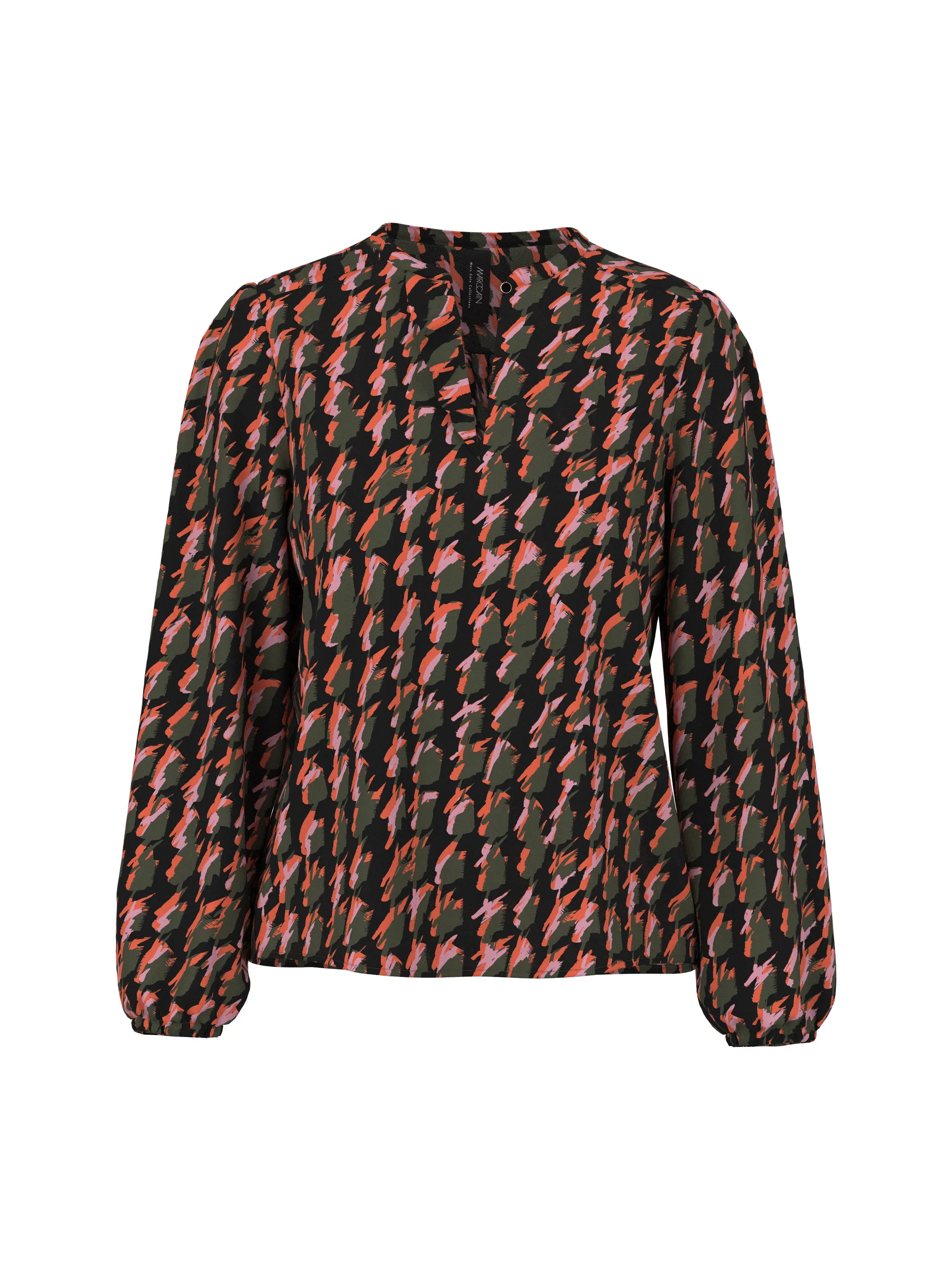 Bluse mit abstraktem Hahnentrittmuster