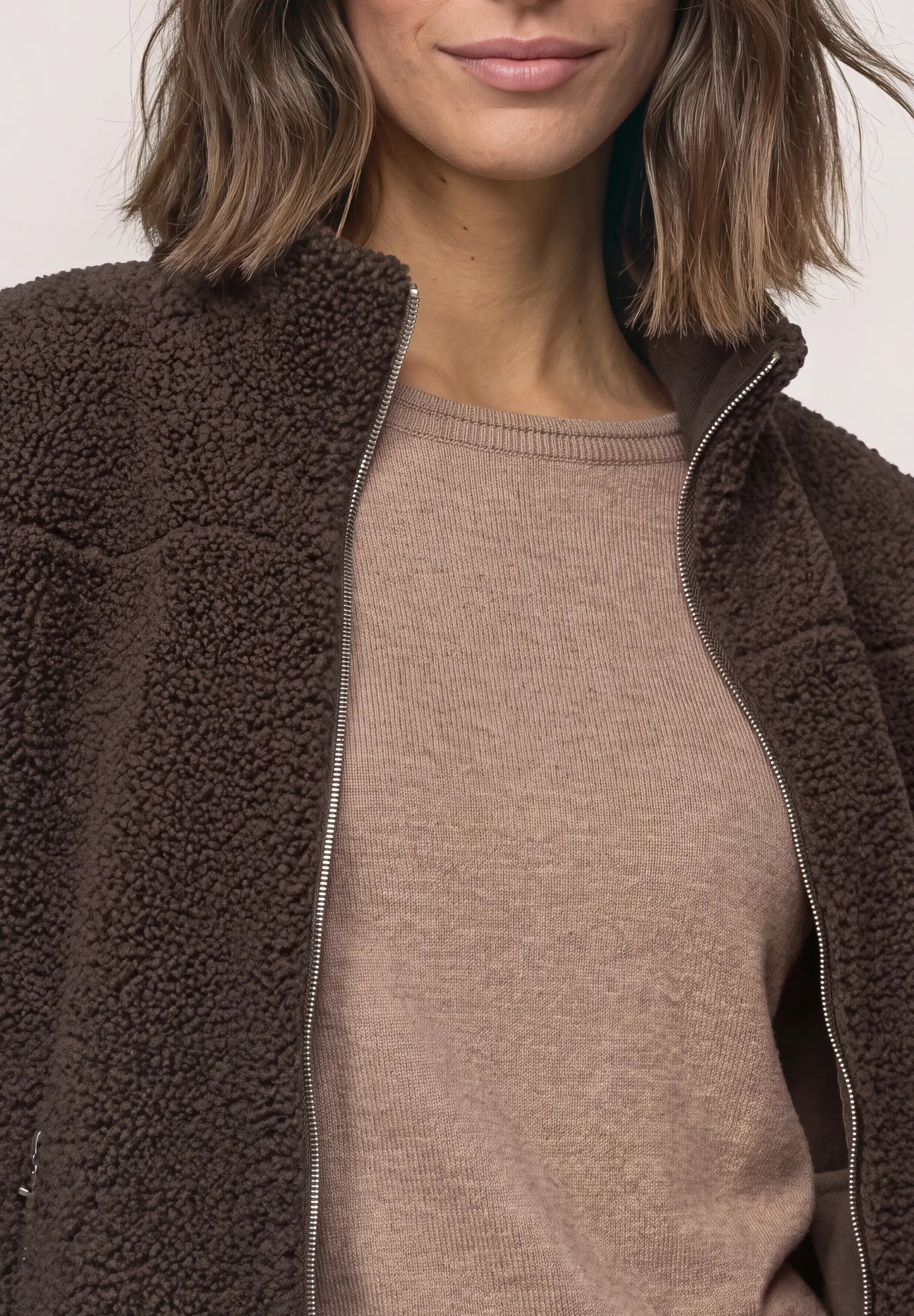 Teddy-Jacke mit Stehkragen
