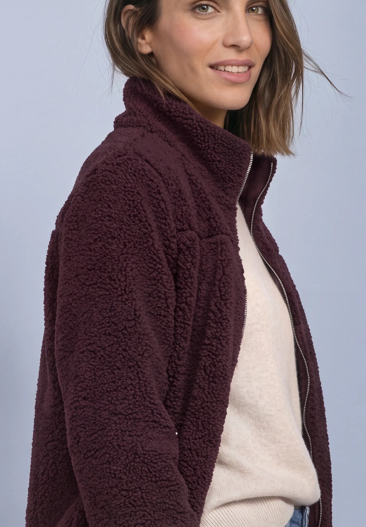 Teddy-Jacke mit Stehkragen