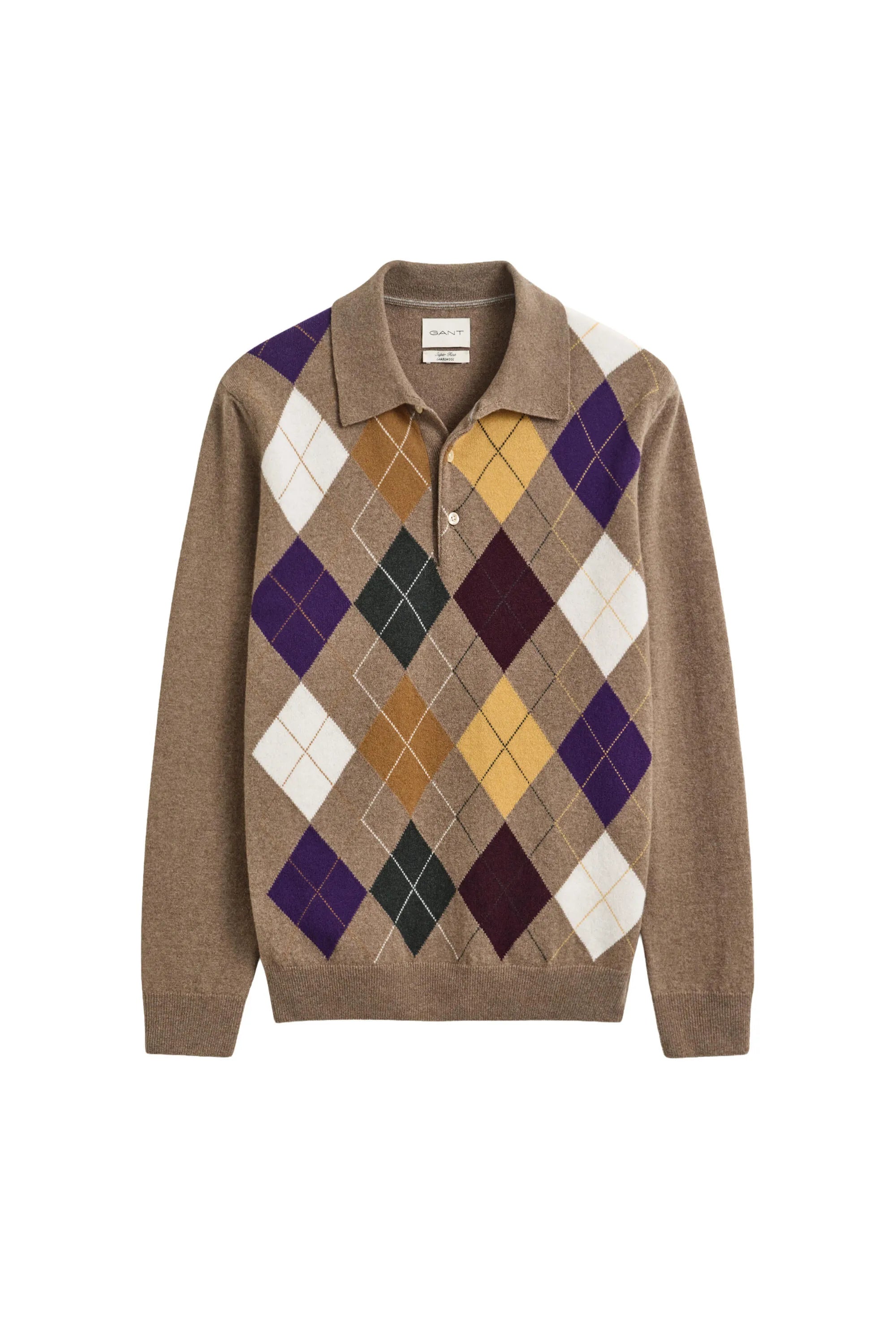 Argyle-Stickpullover aus Wolle