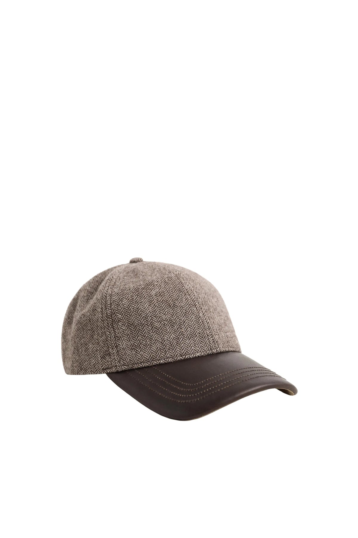 Cap aus Wollmix mit Lederschirm