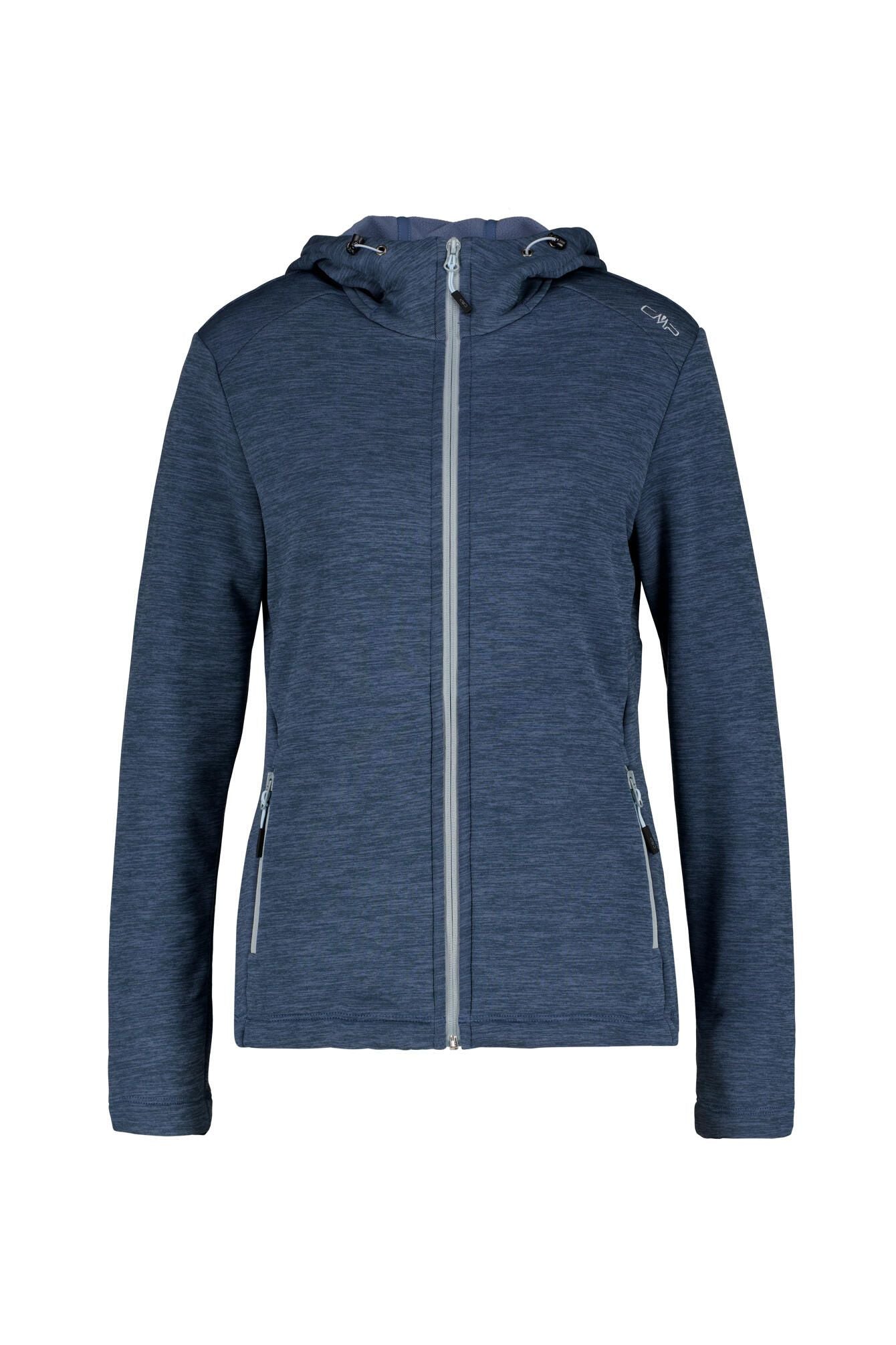 Fleecejacke meliert mit Kapuze