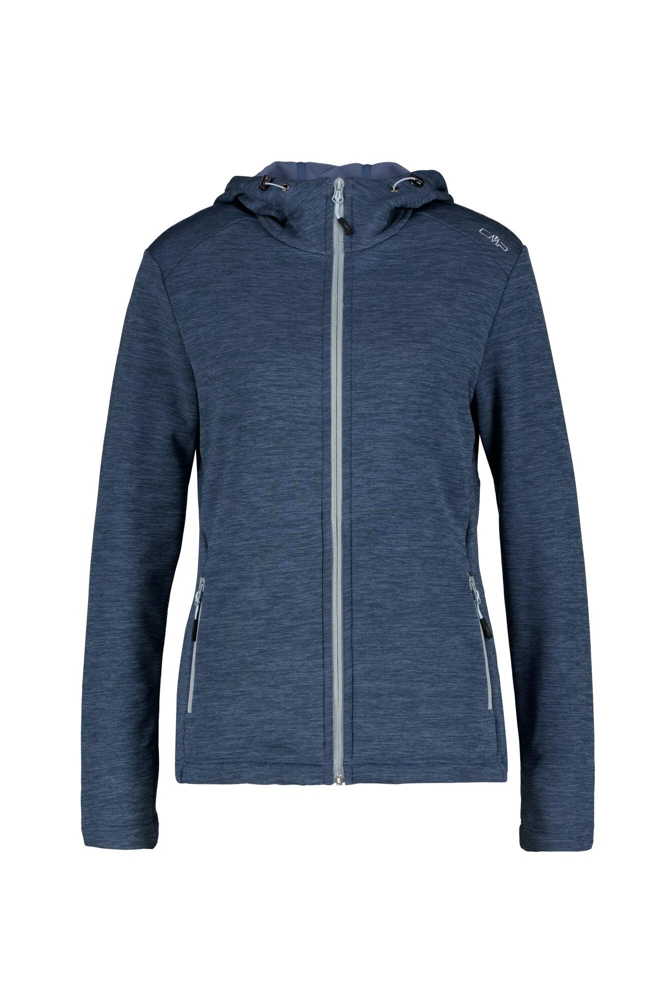 Fleecejacke meliert mit Kapuze