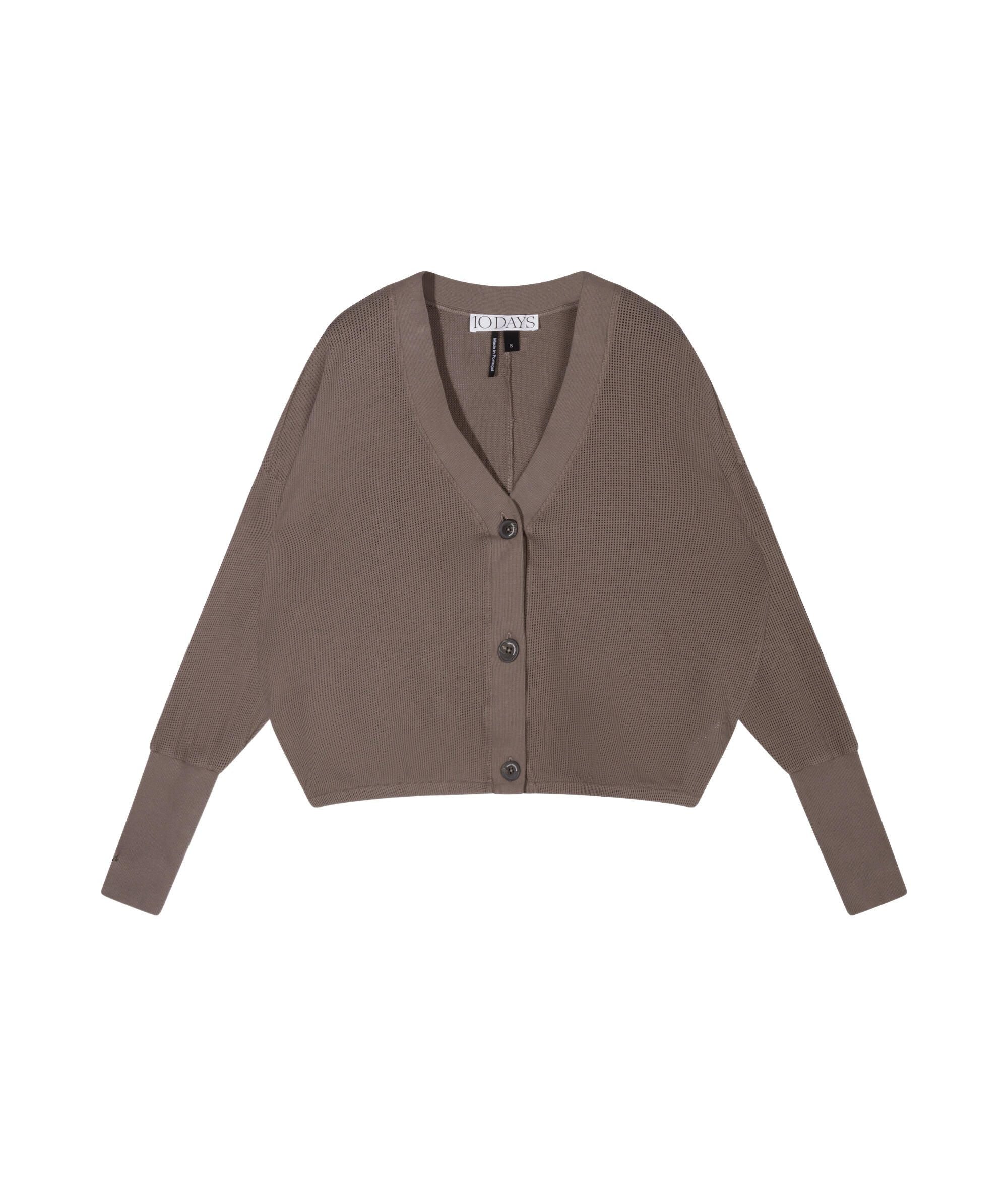 Strick-Cardigan aus Baumwoll-Mesh