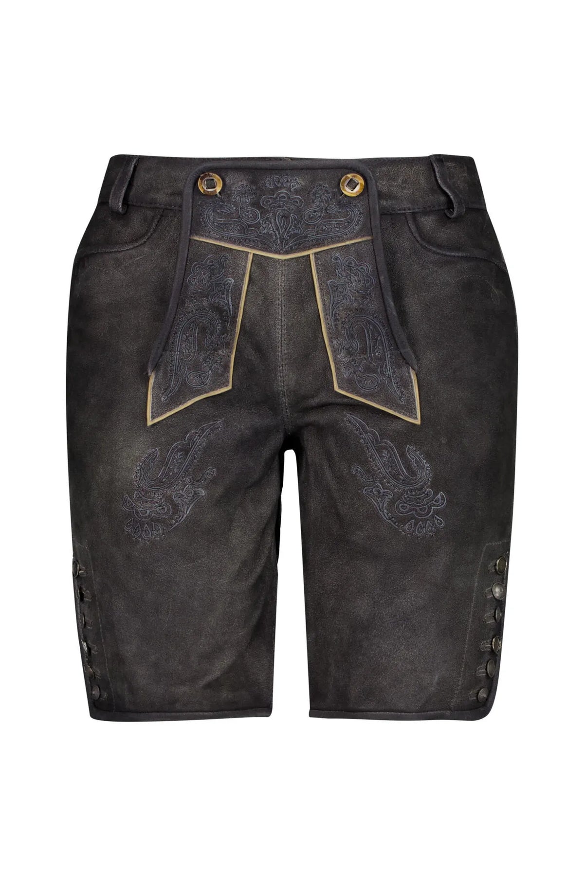 Ledershorts mit Stickereien