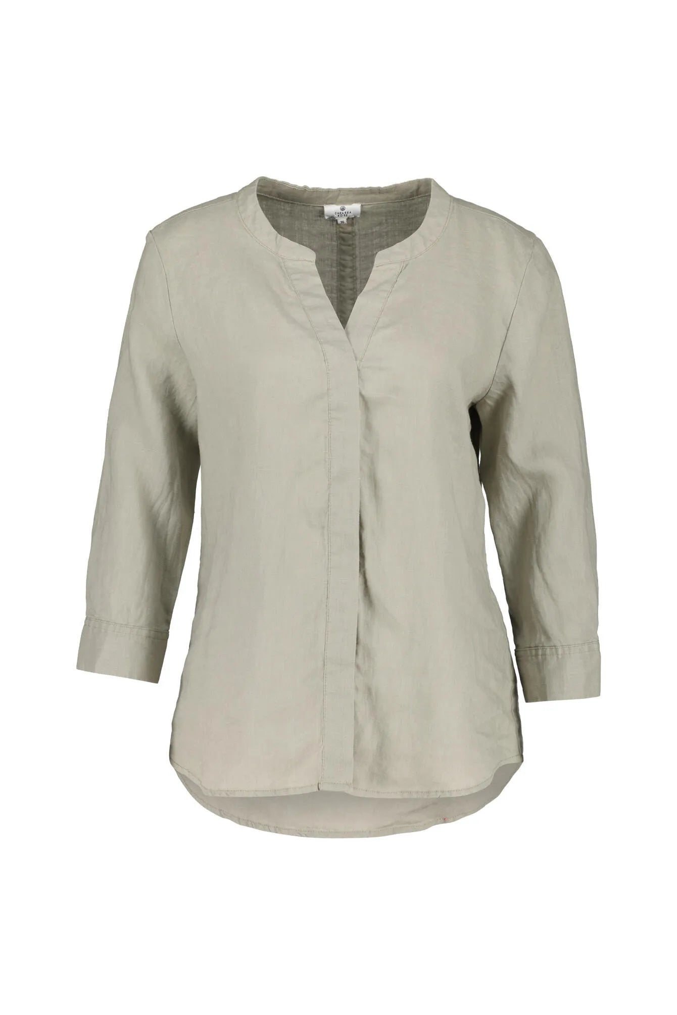 Leinenbluse mit V-Ausschnitt