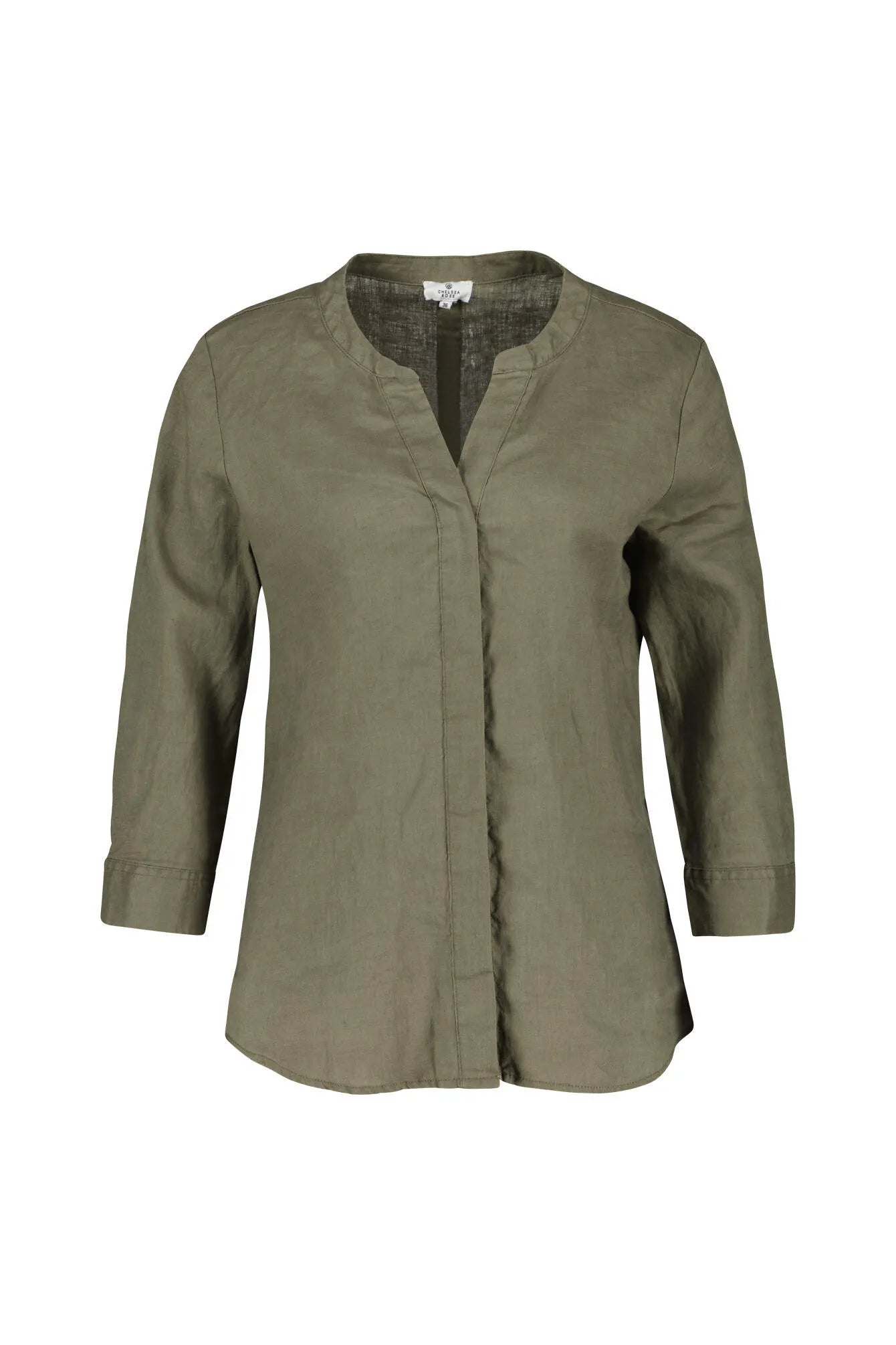 Leinenbluse mit V-Ausschnitt
