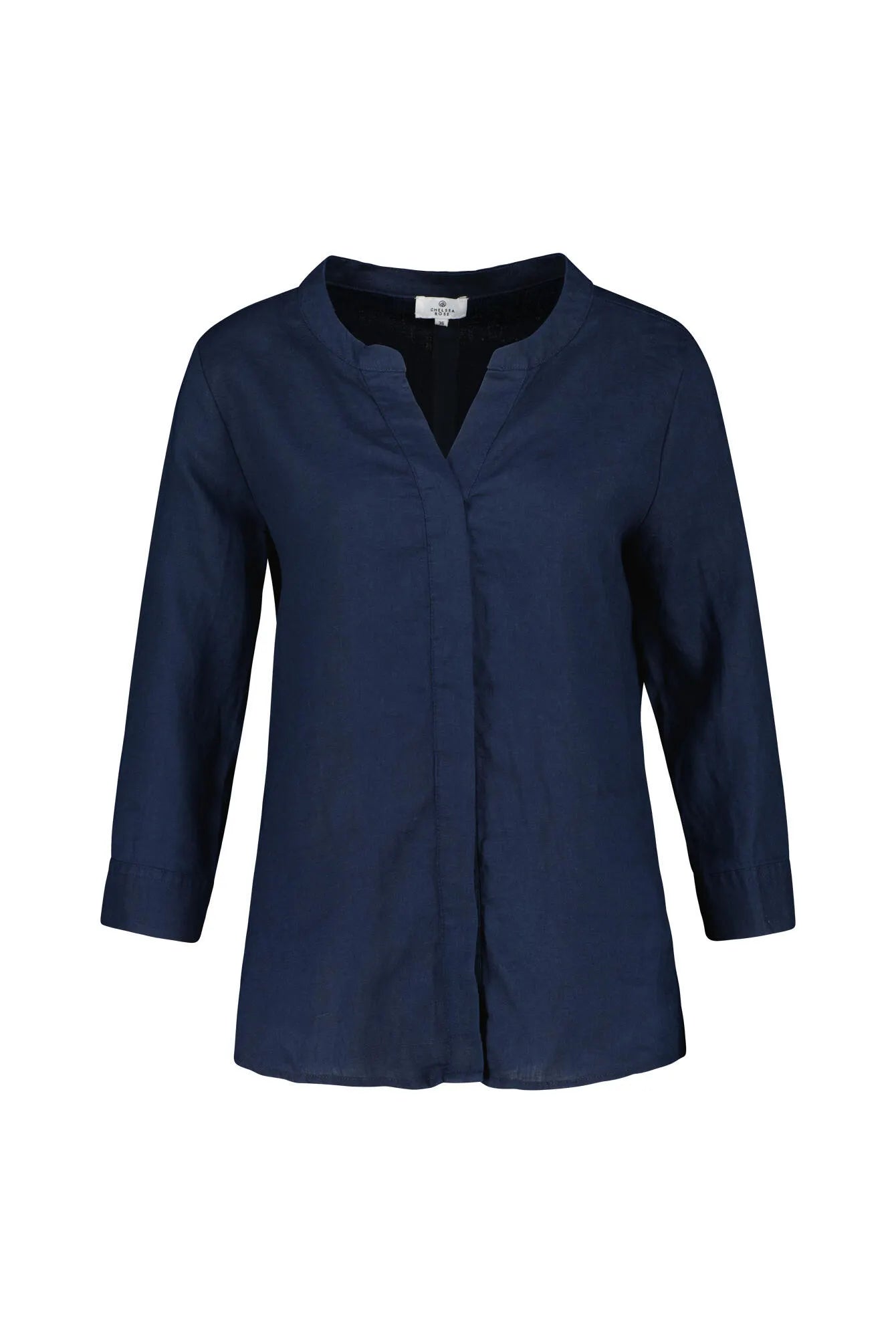 Leinenbluse mit V-Ausschnitt