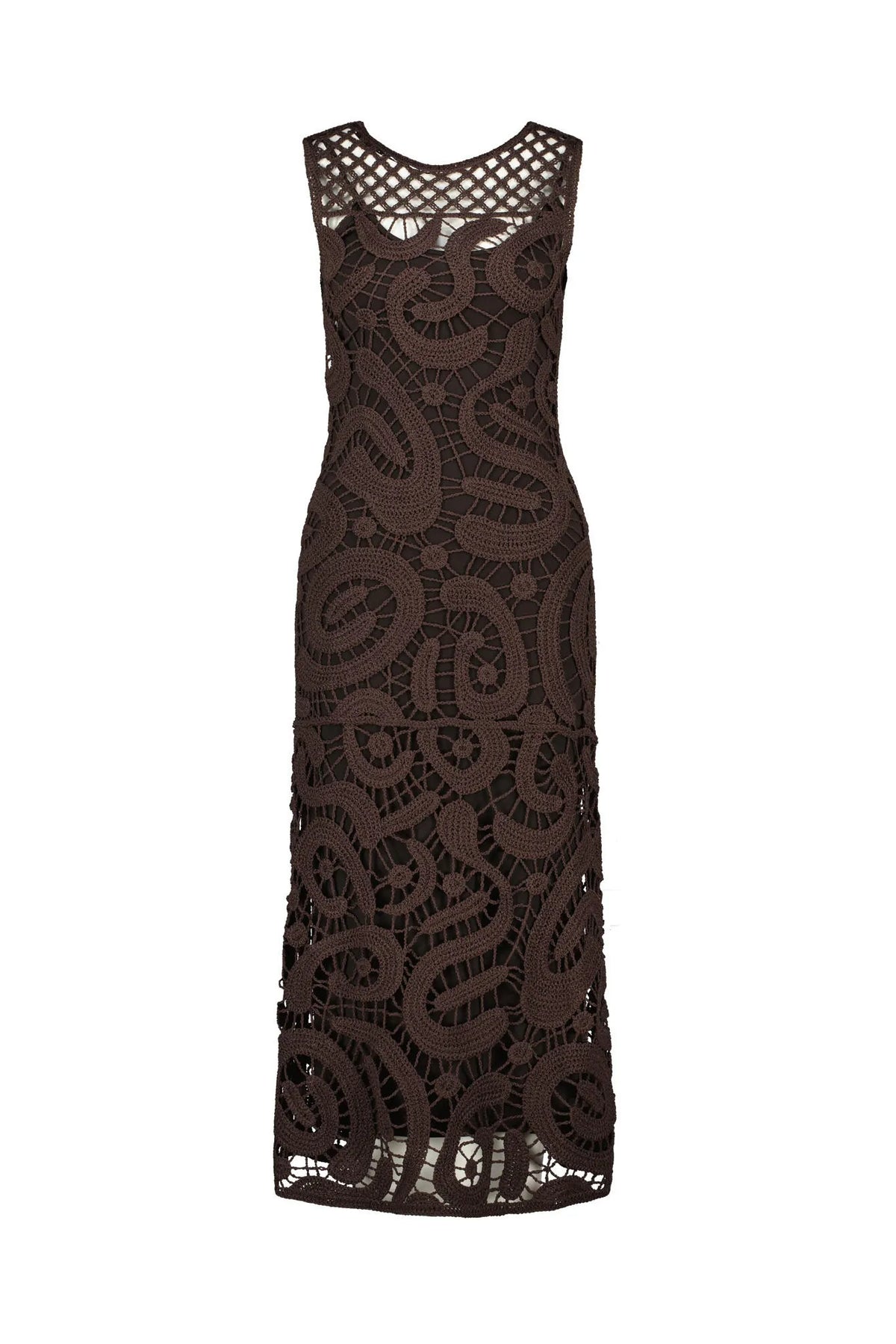 Freizeitkleid Midi mit geometrischer Häkelarbeit