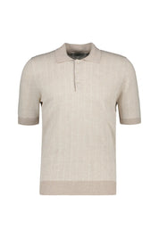 Strickpoloshirt Regular Fit aus Leinen-, Baumwollmix