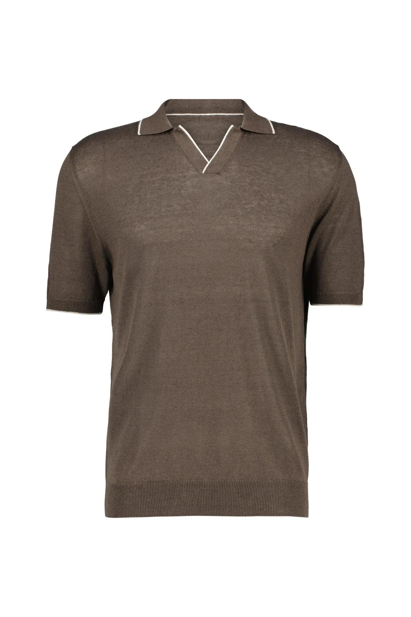 Strick-Poloshirt aus Leinenmix