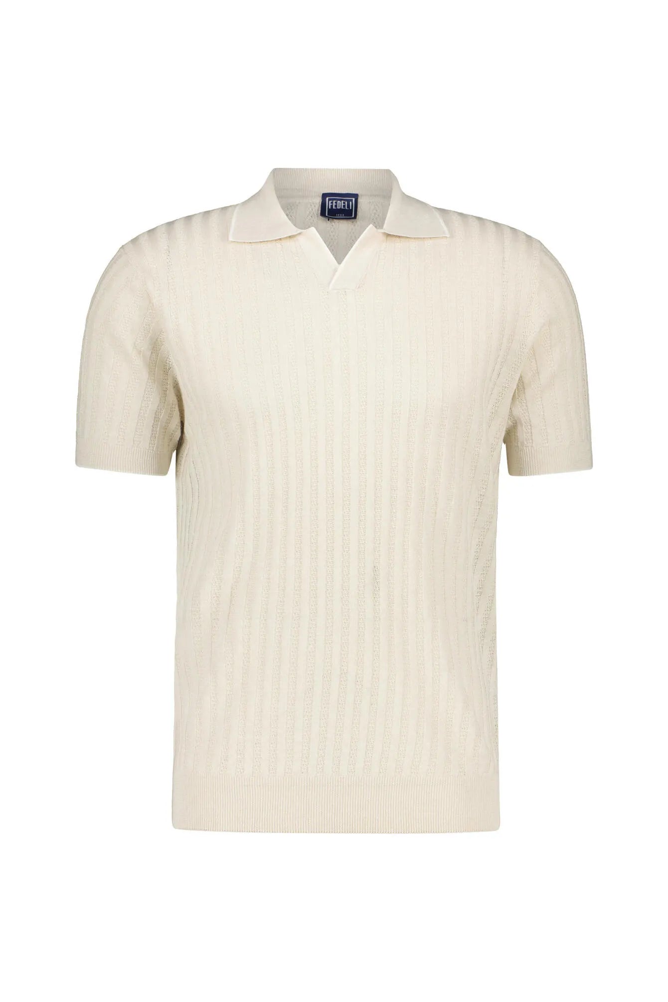Strick-Poloshirt aus Leinenmix