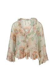 Volantbluse transparent aus Viskose