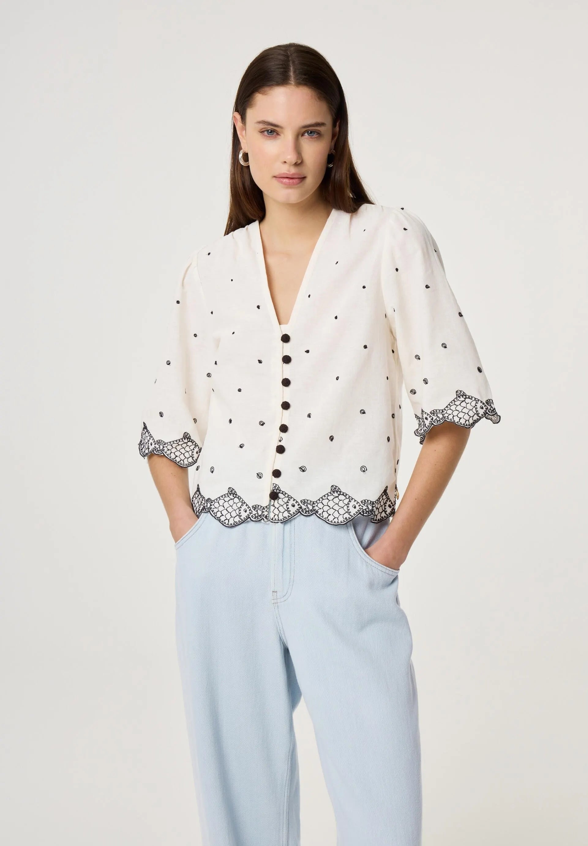 Bluse aus Baumwollmix