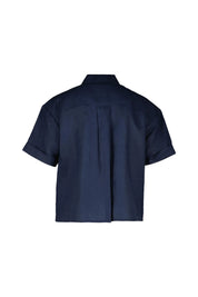 Leinenbluse mit aufgesetzten Taschen