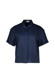 Leinenbluse mit aufgesetzten Taschen