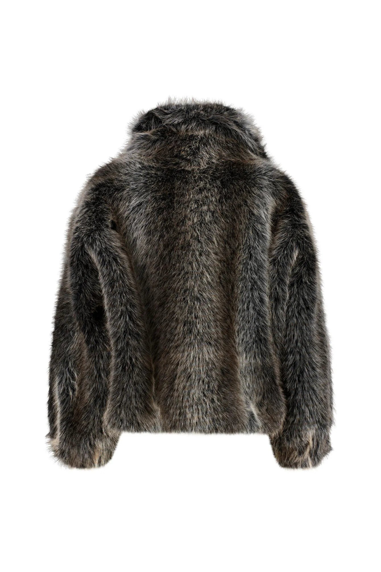 Felljacke mit Faux Fur Kragen