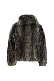 Felljacke mit Faux Fur Kragen