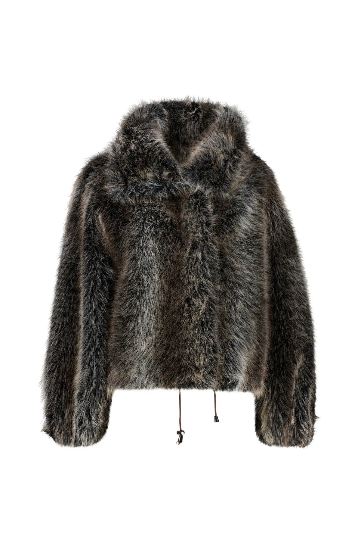 Felljacke mit Faux Fur Kragen