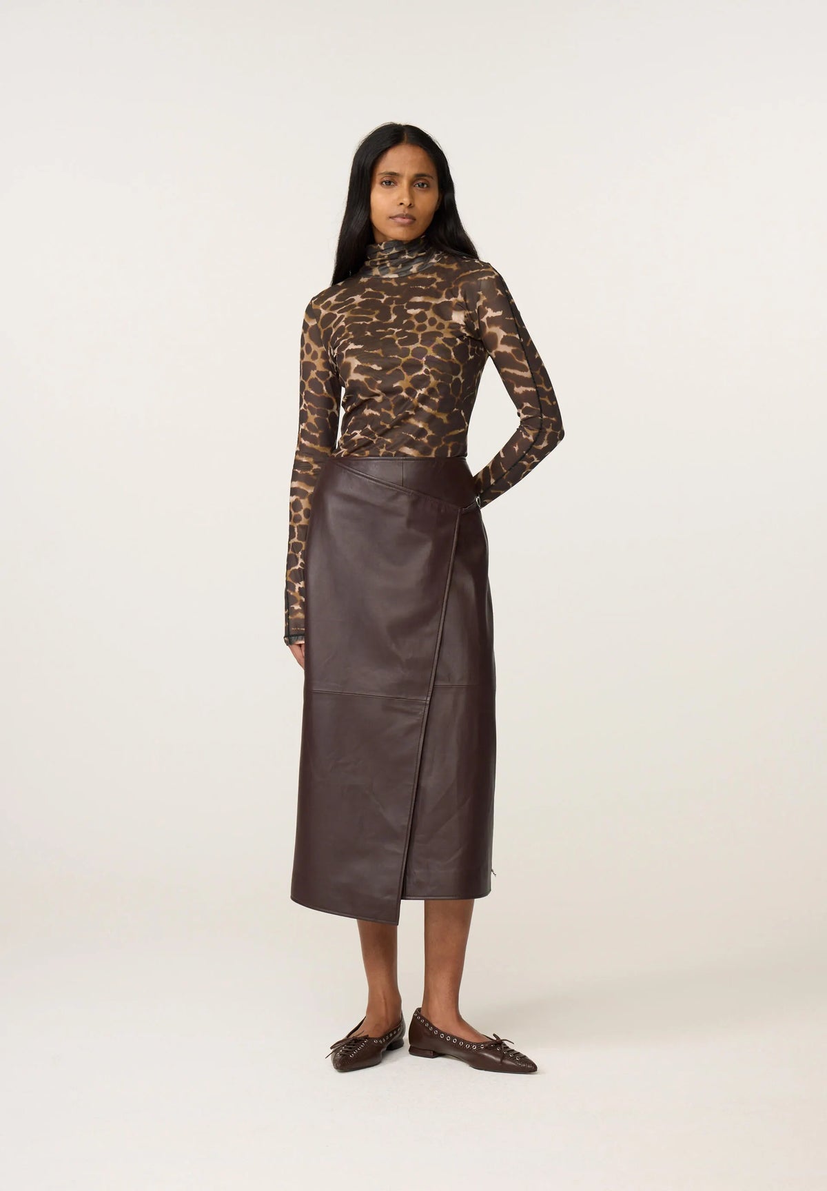 Mesh Langarmshirt Animalprint
