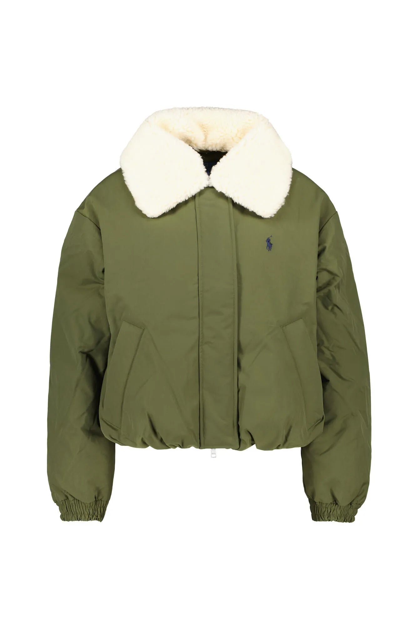Daunen-Pufferjacke mit Teddykragen