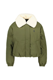 Daunen-Pufferjacke mit Teddykragen