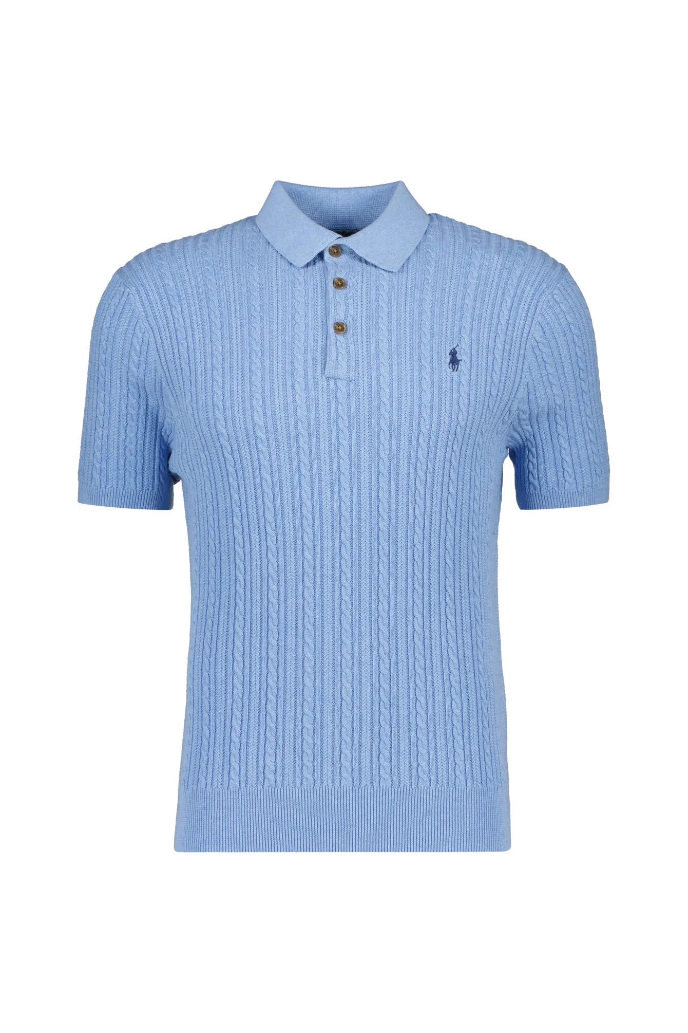 Strick-Poloshirt mit Zopfstrickmuster