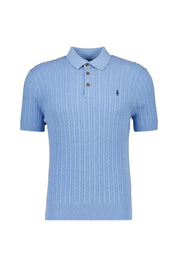 Strick-Poloshirt mit Zopfstrickmuster